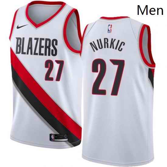 Mens Nike Portland Trail Blazers 27 Jusuf Nurkic Swingman White Home NBA Jersey Association Edition